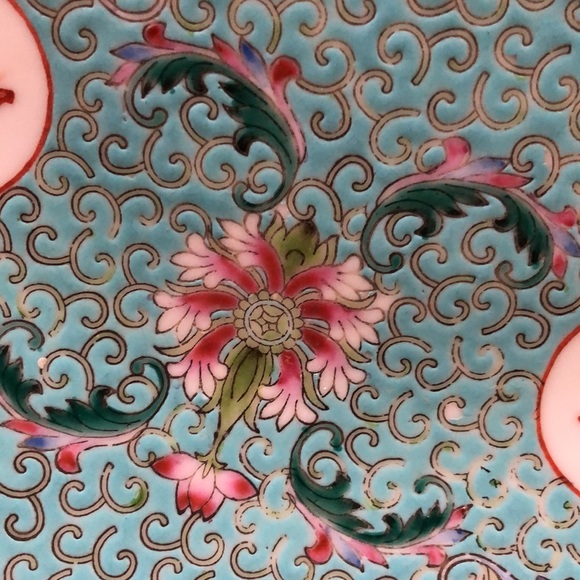 Porcelain Inlayed Floral & Scripted Designed Bowl - Picture 4 of 12